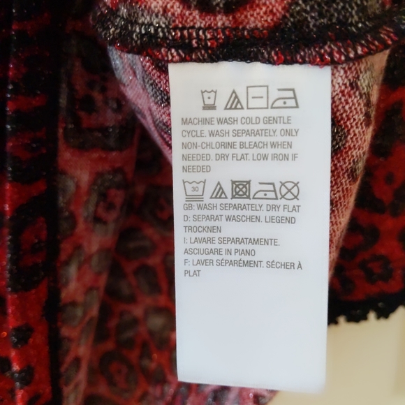 Susan Graver Sparkly Red Leopard Sweater with Bell Sleeves  size S - Picture 12 of 14
